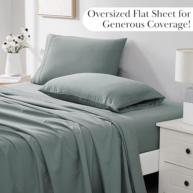 Southshore Fine Living Inc. Twin XL Bed Sheets 3-Piece Set | 21" Extra Deep Pocket with 1 Pillowcase | Hotel Luxury Quality | Easy Care Wrinkle-Free Bedsheet | Microfiber Bedsheets | Steal Blue (Teal)