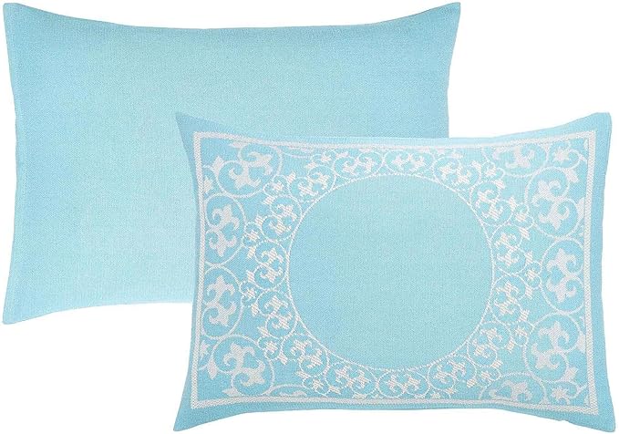Superior Cotton Blend Bedspread Set, Includes Oversized Bedspread and 2 Matching Pillow Shams, Light Weight Blanket, Bedding Decor, Jacquard Vintage Floral Mandala, Lyron Collection - King, Aqua