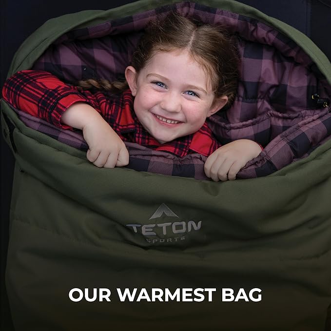 TETON Sports Deer Hunter Sleeping Bag, Warm and Comfortable Camping Sleeping Bag, Teton Tough Canvas Shell for Camping, Hunting, and Cold Weather