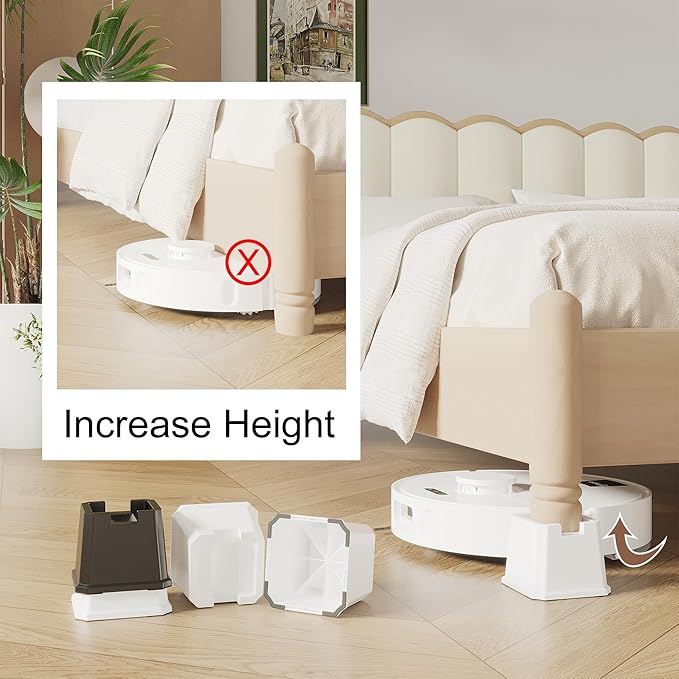 Bed Risers 3 Inch Set of 8 for Wheels, Heavy Duty Bed Elevators Lifts Up 2,000 lbs Furniture Risers 3 in fits for Casters or Legs of Sofa, Table, Bed Frame, White