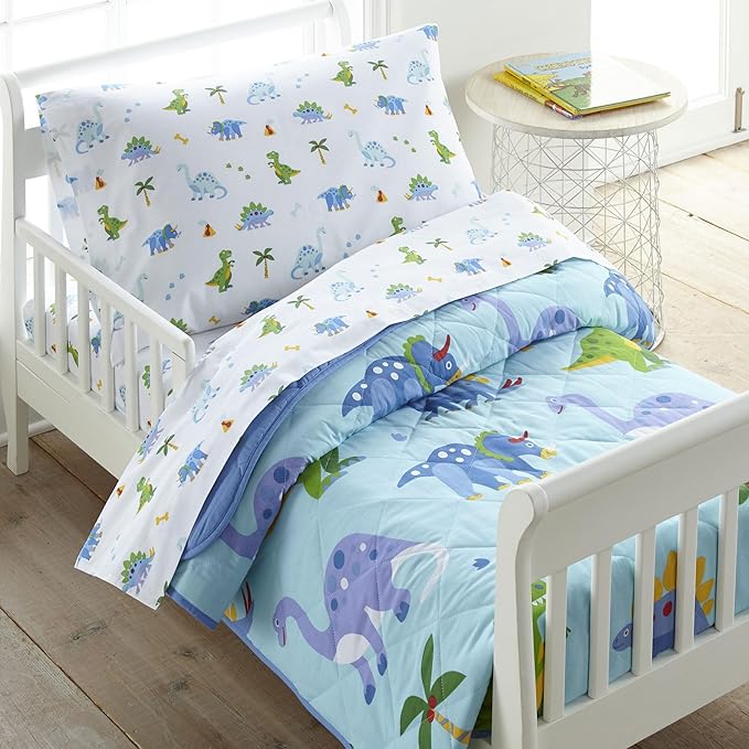 Wildkin 100% Cotton Toddler Sheet Set – Soft & Cozy Bed Sheets - Dinosaur Land