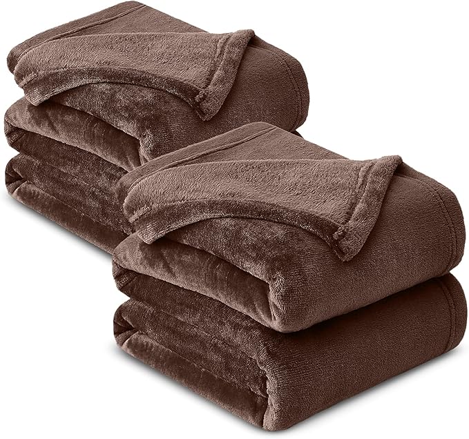 MOONLIGHT20015 Fleece Blanket 2 Pack - Super Soft Fluffy Coffee Throw Blanket for Sofa and Bed - Warm and Cozy Lightweight 400 GSM Microfiber Bed Throws Blankets, 50x60 Inches (Throw/Travel)