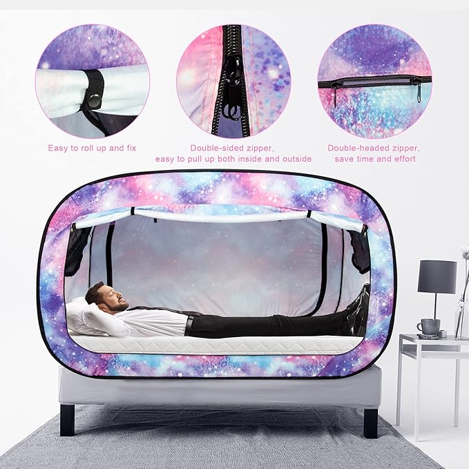 Bed Tent Full Bed Canopy Portable Dream Tent for Adult Indoor Sleeping Tents with 2 Doors Breathable Private Space Tents, Unicorn