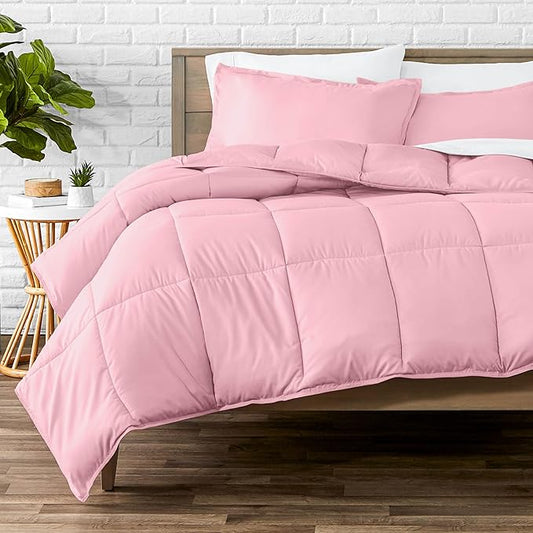 Bare Home Comforter Set - Full Size - Ultra-Soft - Goose Down Alternative - Premium 1800 Series - All Season Warmth (Full, Light Pink)