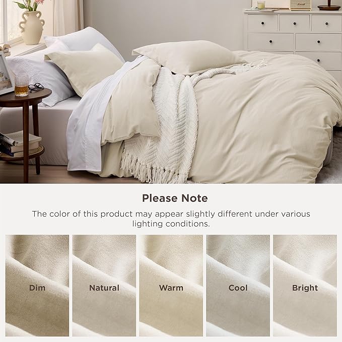 Bedsure Oat Milk California King Duvet Cover - Prewashed Cotton-Like Polyester Extra Soft Bedding Set, Includes 1 Cal King Duvet Cover 104x98 Inches with Zipper Closure & 2 Pillow Shams, No Comforter