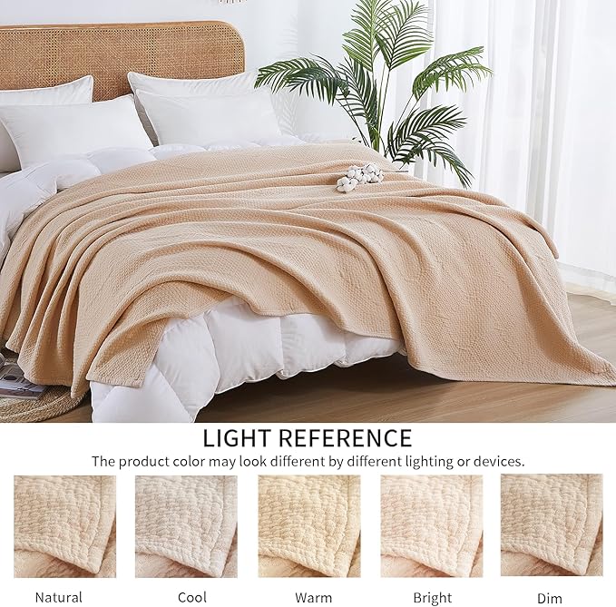 Premium 100% Cotton Blanket – All-Season Soft Breathable Bed Blanket for Twin Size – Lightweight Stylish Textured Throw for Bed– Giftable Cozy Bedding