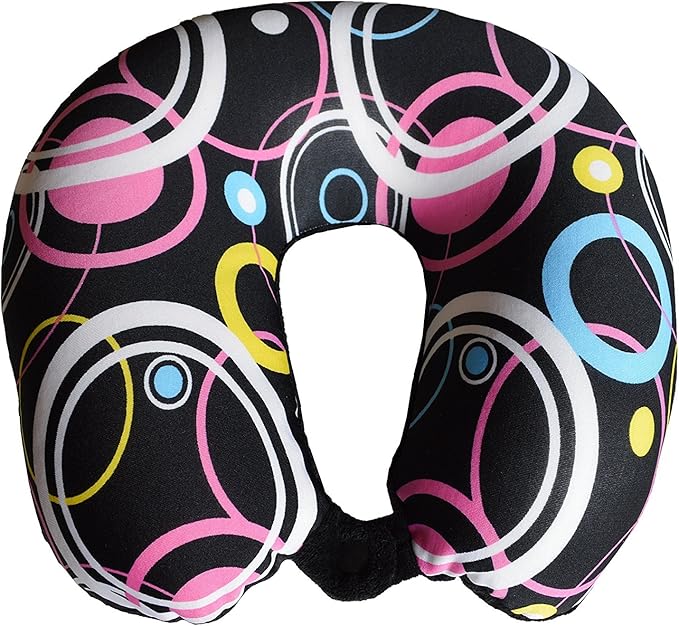 Bookishbunny U Shaped Micro Beads Microbead Neck Head Support Travel Pillow, 12"x12"x4" (CircleBlack)