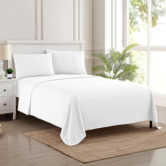 Twin Sheets - Breathable Luxury Sheets with Full Elastic & Secure Corner Straps Built In - 1800 Supreme Collection Extra Soft Deep Pocket Bedding Set, Sheet Set, EXTRA DEEP pocket - Twin, White