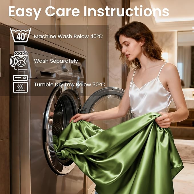 Love's cabin Twin XL Satin Sheet Sets - 3 Piece Sage Silky Bed Sheets with Deep Pockets, Luxury Silk Feel Satin Sheet Set Twin XL (1 Flat Sheet,1 Fitted Sheet,1 Pillow case)