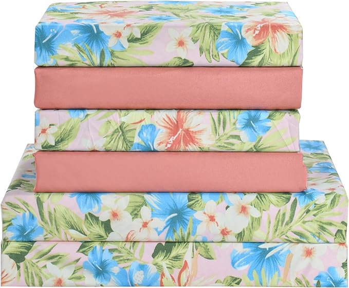 Elegant Comfort Softest and Coziest 6-Piece Sheet Set - 1500 Premium Hotel Quality Microfiber - Deep Pocket, Wrinkle Resistant 6-Piece Floral Magnolia Pattern Bed Sheet Set, Twin XL, Magnolia