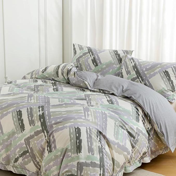 OAITE Duvet Cover Set Queen Size Floral Pattern Ultra Soft 100% Cotton Duvet Cover Sets 3-PC, Breathable Duvet Cover with Zipper Closure & Corner Ties(2 Pillow Shams,1 Duvet Cover)