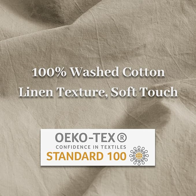 NEXHOME PRO Duvet Cover Set Kids Twin Size Linen Feel Textured Organic Natural 100% Washed Cotton Duvet Cover 2 Pieces Bedding Set with Zipper Closure & Corner Ties, Breathable (No Comforter)