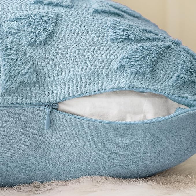 MIULEE Blue Bow Pillow Covers Coquette Room Decor Aesthetic Set of 2 Decorative Cute Girl Vlentine Pillow Covers Spring Soft Plush Faux Pillowcase for Preppy Room Decor Bedroom Couch,20x20 Inch