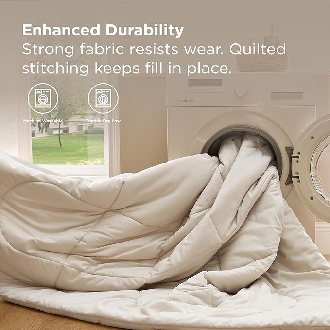 Bedsure 5 Pieces Twin Comforter Set Premium Series, Hotel Luxury Soft Bed in a Bag, Goose Down Alternative, Safe for Sensitive Skin Bedding Comforter All Season Medium Warmth, Beige Wavy Quilted