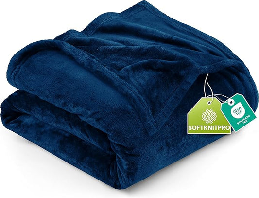 Utopia Bedding Fleece Blanket California King Size Navy 300GSM Luxury Fuzzy Soft Anti-Static Microfiber Bed Blanket (102x96 Inch)
