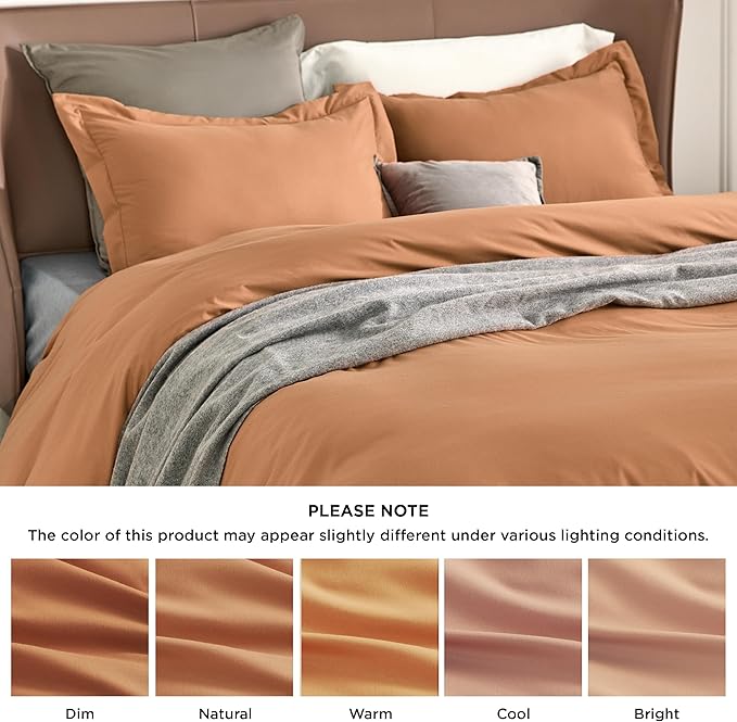 Bedsure Duvet Cover King Size - Soft Double Brushed Bedding Set for Kids & Adults, Zipper Closure, 3 Pieces, Includes 1 Duvet Cover (104"x90") & 2 Pillow Shams, NO Comforter, Burnt Orange