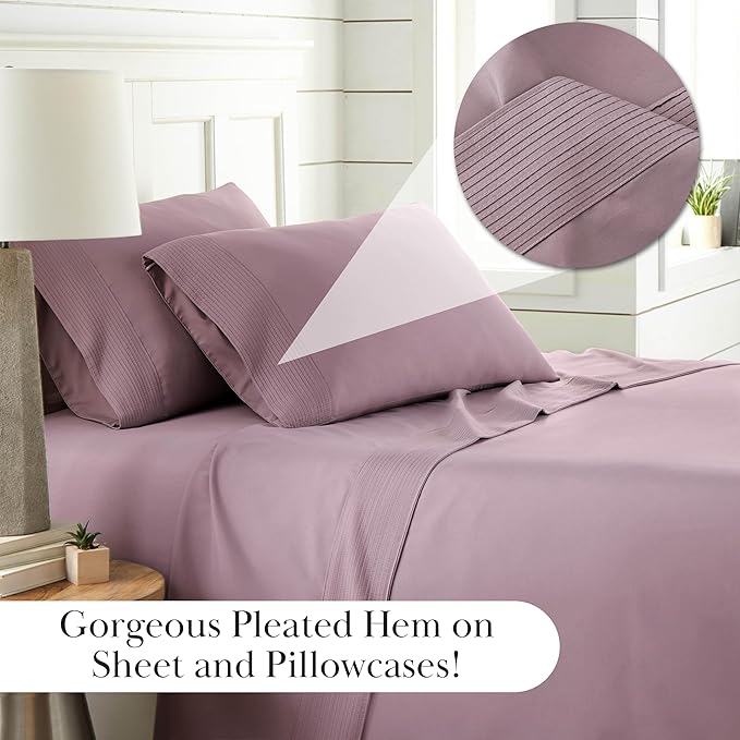 Southshore Fine Living, Inc. King Bed Sheets Deep Pocket Set with 21" Deep King Fitted Sheet, King Size Pillow Cases Set of 2 | Hotel Luxury Quality | Easy Care Microfiber Sheets | Lavender