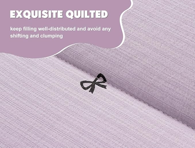 Meeting Story 3pcs Kids Comforter Set Zip up Bedding Set for Girls,Twin Kid Bedding Set Bow Comforter Set for Kid,All in one Zipper Bedding（Lightpurple,Twin）
