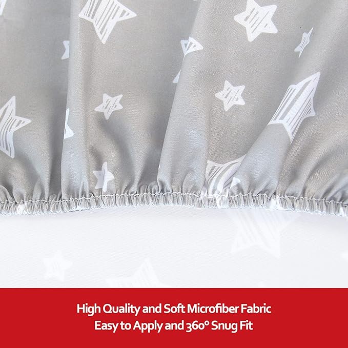 Pack and Play Sheets, 2 Pack Mini Crib Sheets, Stretchy Playard Fitted Sheet, Compatible with Graco Pack n Play, Soft and Breathable Material, Stars & Elephant