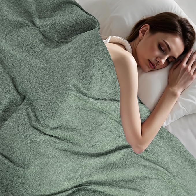 NEXHOME PRO Duvet Cover Full 100% Washed Cotton, Organic Natural Linen Like Textured, Breathable, Durable, Home Bedding Set, Heathered Green 8090