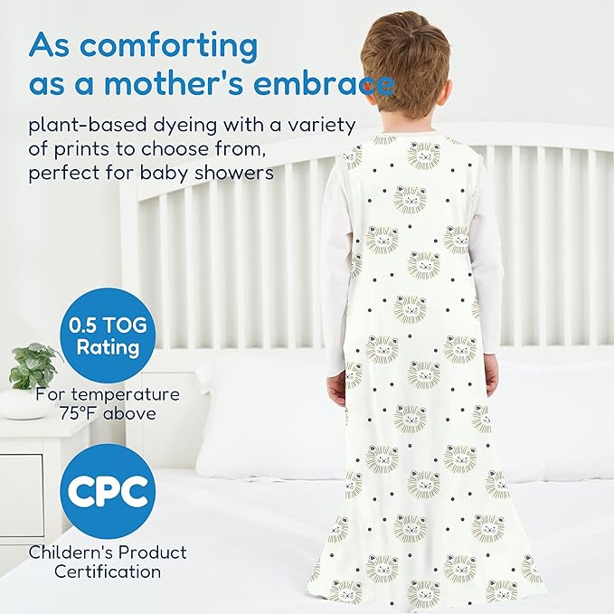 TotAha Toddler Sleep Sack 2T-3T-4T, 0.5 TOG Summer Light Sleeping Sacks, Soft Wearable Blanket Baby Sleep Bag with 2-way Zipper, X-Large
