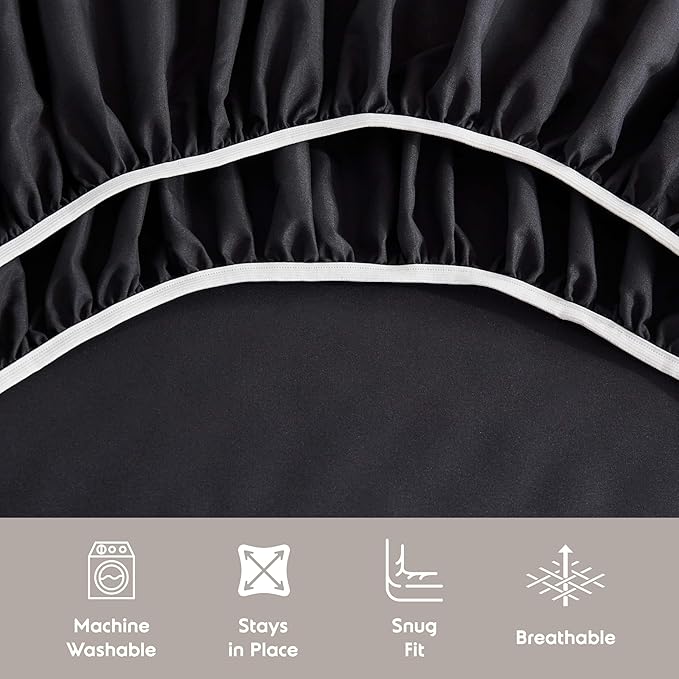 Nestl Queen Sheet Set - Luxury 1800 Ultra-Soft Microfiber Bed Sheets - Double Brushed - Deep Pockets - Easy Fit - 4 Piece Set - Bedding Sheets & Pillowcases (Queen, Black)