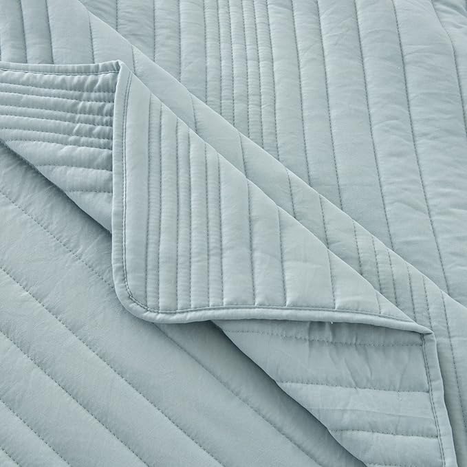 Quilt Set Full Queen Size Aqua Blue | Lightweight Ultra Soft Microfiber Bedspread | 3 Piece Queen Coverlet for All Season | Parker Collection (F/Q, Aqua Blue)
