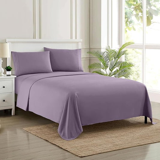 Twin Sheets - Breathable Luxury Sheets with Full Elastic & Secure Corner Straps Built In - 1800 Supreme Collection Extra Soft Deep Pocket Bedding Set, Sheet Set, Twin, Plum