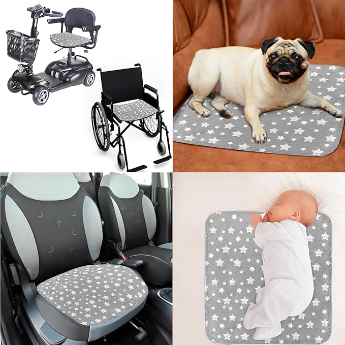 Waterproof Bed Pads Washable, Absorbent Chuck Pads Non Slip for Incontinence, Waterproof Mattress Protector for Seniors, Bedwetting Kids, Hospitals, Pets, 21"x22" 2 Pack