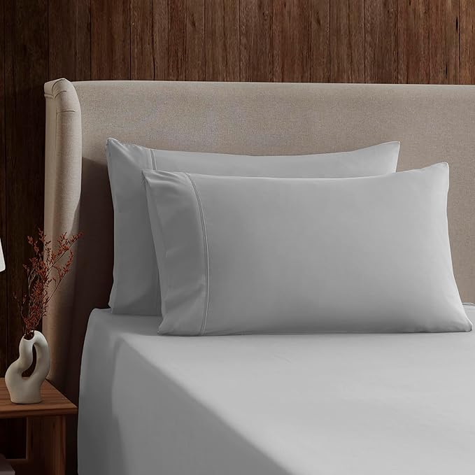 Nestl California King Sheet Set - 1800 Ultra-Soft Microfiber Cal King Bed Sheets - Double Brushed - Deep Pockets - Easy Fit - 4 Piece Set - Bed Sheets (California King, Light Grey)