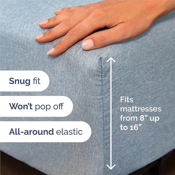 King 6 Piece Sheet Set - Comfy Breathable & Cooling - Soft Hotel Luxury Bedding Set with 8-16 Inch Deep Pockets - 1 Flat & 1 Fitted Sheet & 4 Pillowcases - Wrinkle Free & Easy Care - Heathered Blue