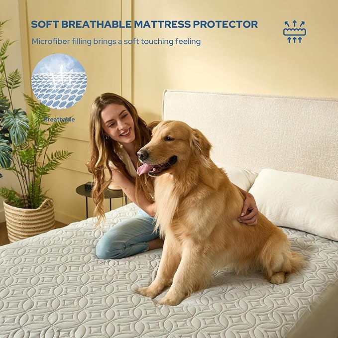 BEDLORE Waterproof Mattress Protector, Full Size Mattress Pad with Deep Pocket 6"-15" Depth, Soft Dirt-Proof Double Bed Mattress Cover for Bedroom, College Dorm, Hotel (Light Gray)