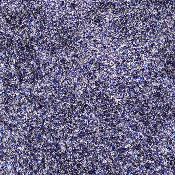 Hand Tufted SHAG Polyester ECO-Friendly Area Rugs - 10'x10', Round, Blue White, Solid Plain Design, High Pile Thick Handmade Anti Skid Area Rugs for Living Room, Bed Room K00111