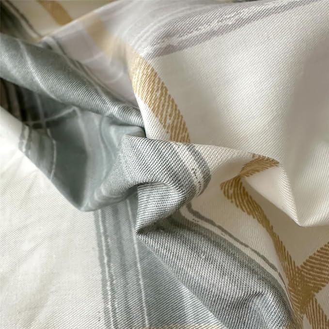 LifeTB Green Plaid Duvet Cover Full Soft Cotton Grid Plaid Bedding Set Geometric Checkered Gingham Comforter Cover for Men Boys Modern Style Plaid Comforter Cover 1 Duvet Cover with 2 Pillowcases