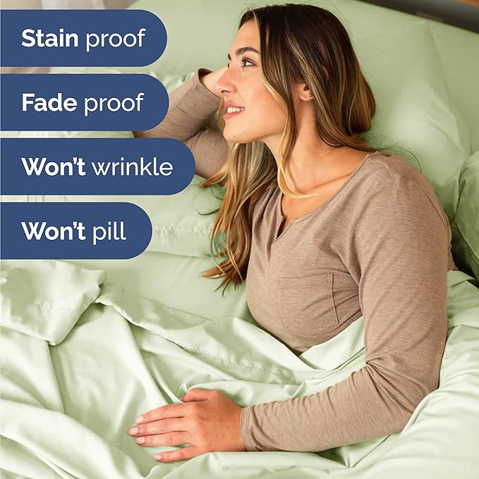 Twin 4 Piece Sheet Set - Comfy Breathable & Cooling - Ultra-Soft Hotel Luxury Bedding Set with 8-16 Inch Deep Pockets - 1 Flat & 1 Fitted Sheet & 2 Pillowcases - Wrinkle Free & Easy Care - Light Sage