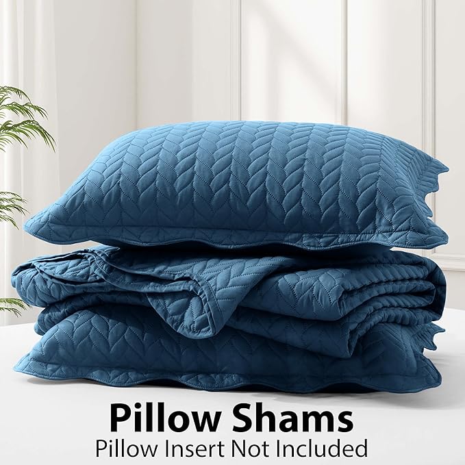 IR Imperial Rooms California King Quilt Bedding Set Size (118"x106") + 2 Pillow Shams (20" x 36"+ 2") - 3 Pcs All Season Microfiber Coverlet Embossed Quilt Bedspread (Light Blue)