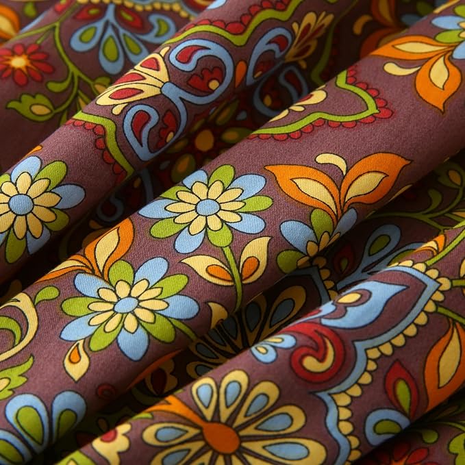 ABREEZE Bohemian Duvet Cover Set Colorful Boho Retro Bedding Set Damask Paisley Cotton Duvet Cover Tribal Reversible Bedding Exotic Style Comforter Cover 3-Piece King