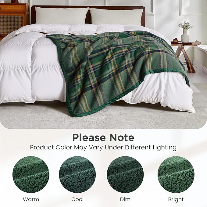 Sophia & William Throw Blanket for Couch Sofa(50x60 Inches) - Reversible Fluffy Soft Blanket, Gifts for Women, Green