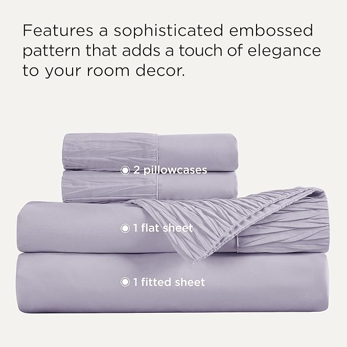 Bedsure California King Sheet Sets - 4 Pieces Soft Cal King Sheets - Breathable & Cooling - Hotel Luxury - Easy Care Polyester Microfiber Bedding for Women, Men, Lavender