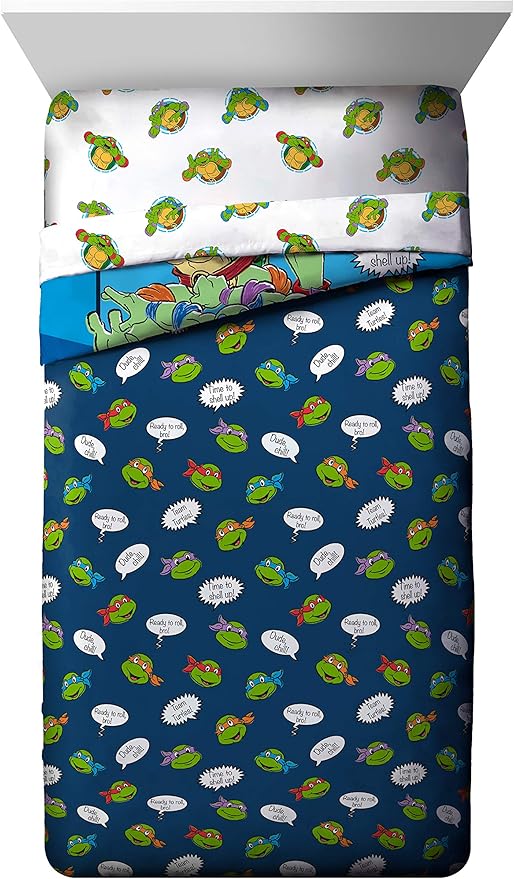 Jay Franco Nickelodeon Teenage Mutant Ninja Turtles Ready to Roll 5 Piece Twin Bed Set - Includes Reversible Comforter & Sheet Set Bedding - Super Soft Fade Resistant Microfiber