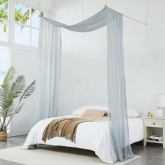 Warm Home Designs Silver Grey Bed Canopy Curtains in 55 x 144 Inch Size. Our Twin Canopy Bed Curtains Work Great as Kids Canopy, Bed Scarf, Bed Curtain or to Enhance Bed Decor. BC Silver 144"