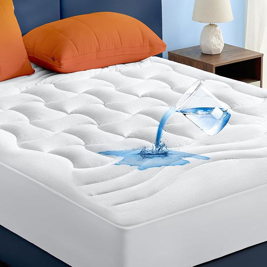 Bedsure King Size Mattress Protector Waterproof - Quilted Fitted Waterproof Mattress Pad Topper with 8-21 Inches Deep Pocket, Noiseless Bed Cover Padded, Machine Washable,White, 78x80 Inches