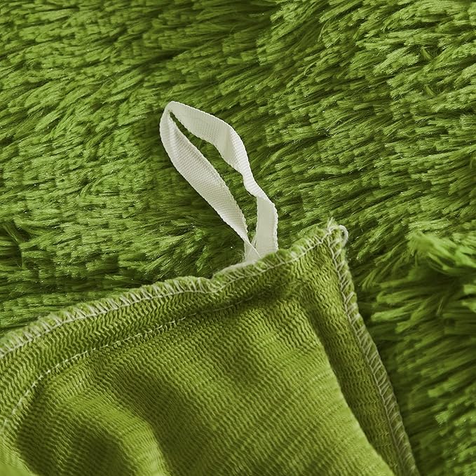 Uhamho Faux Fur Velvet Fluffy Bedding Duvet Cover Set Down Comforter Quilt Cover with Pillow Sham, Ultra Soft Warm (Apple Green, Twin)