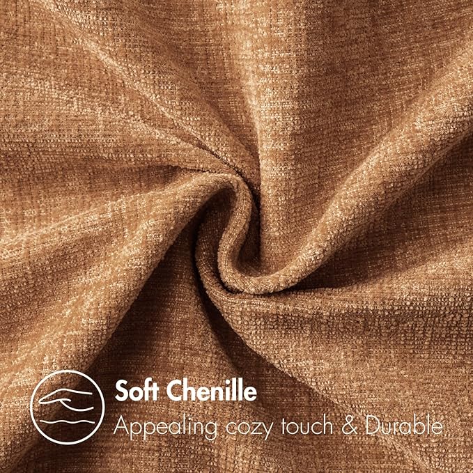 MIULEE Pack of 2 Brown Throw Pillow Covers 12x20 Inch Soft Chenille Lumbar Pillow Covers for Sofa Living Room Couch Solid Dyed Cases