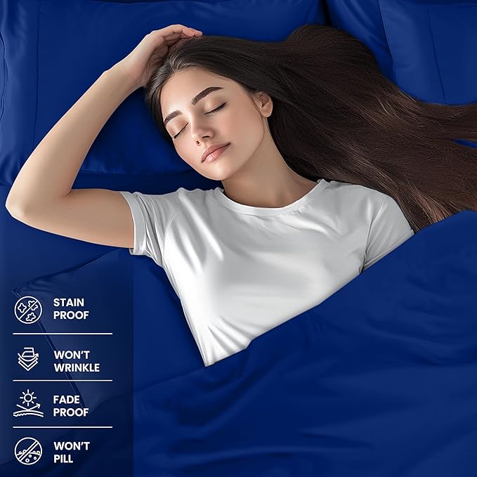 Utopia Bedding Queen Size Sheet Set – 4 Piece Bed Sheets, Soft and Breathable Microfiber, Includes 1 Fitted Sheet, 1 Flat Sheet and 2 Pillowcases – Oeko-Tex - (Royal Blue)