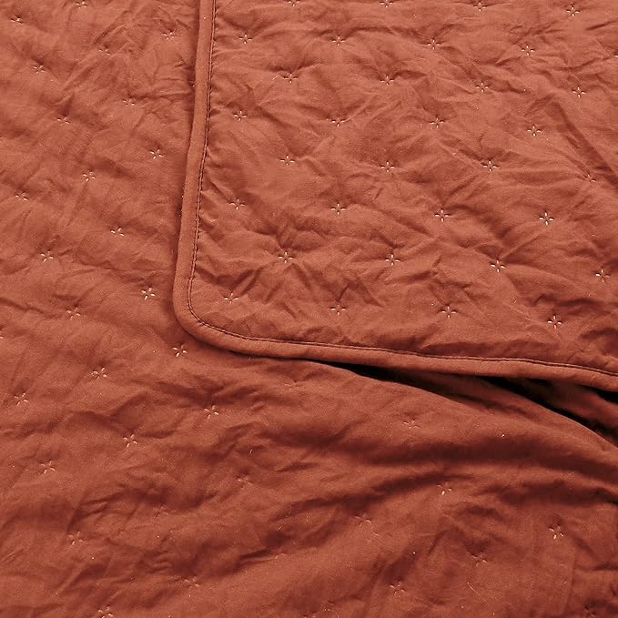 ROARINGWILD Burnt Orange Quilt Sets Queen Size with Pillow Shams, Queen Quilt Bedding Set, Lightweight Soft Bedspread Coverlet, Quilted Comforter for All Season