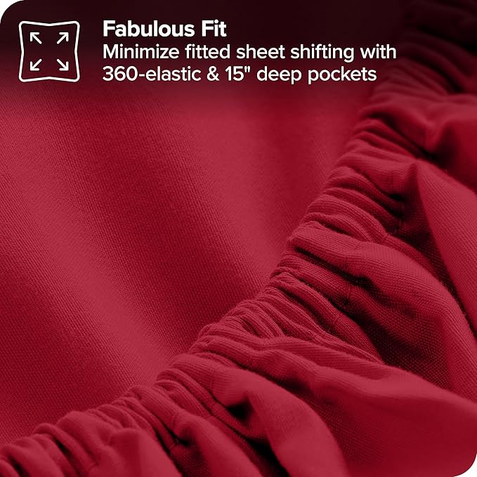Bare Home Bed-in-A-Bag 7 Piece Comforter & Sheet Set - Full XL - Goose Down Alternative - Ultra-Soft 1800 Premium Bed Set (Full XL, Red/Red)