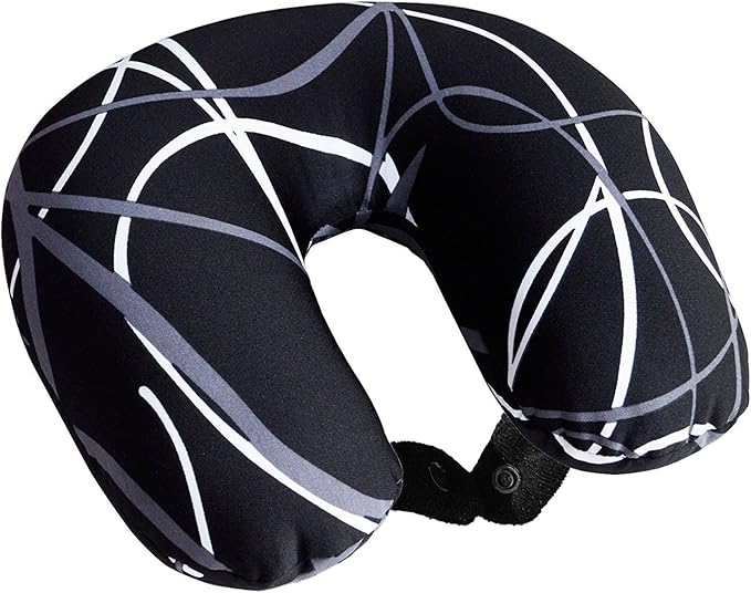 Bookishbunny U Shaped Micro Beads Microbead Neck Head Support Travel Pillow, 12"x12"x4" (WaveBlack)