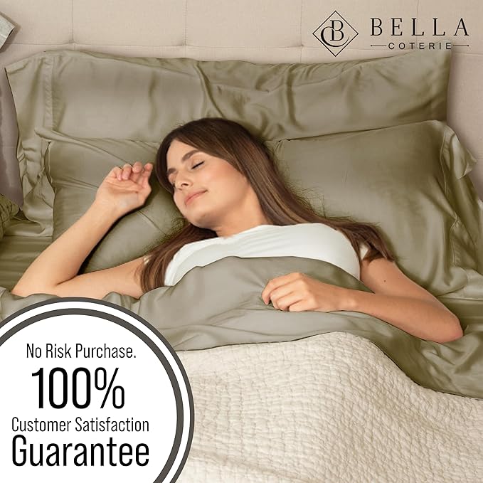 BELLA COTERIE | Luxury Bamboo Viscose King Size Pillowcase Set | 100% Organically Grown | Ultra Soft | Cooling | 2 Pcs [Olive]