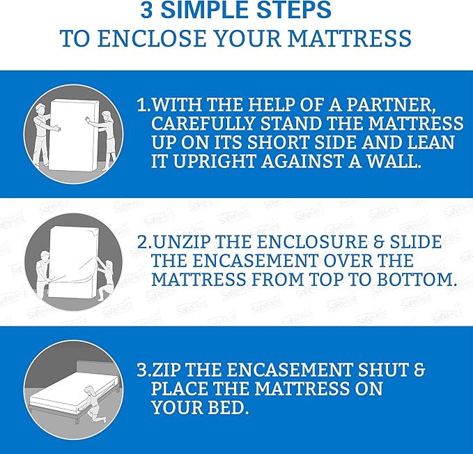 SafeRest Zippered Mattress Protector - Premium 15-18 Inch Waterproof Mattress Cover for Bed - Breathable, Noiseless Washable Mattress Encasement - Queen